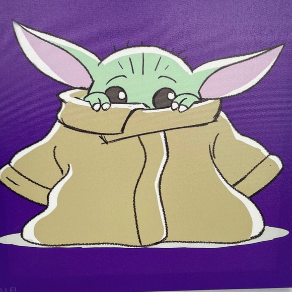 Star Wars Baby Yoda Hiding Picture, 11.75x11.75” - Picture 2 of 4